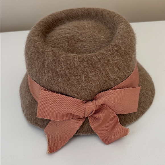Brown Wool Bucket Hat with Ribbon - Picture 2 of 3